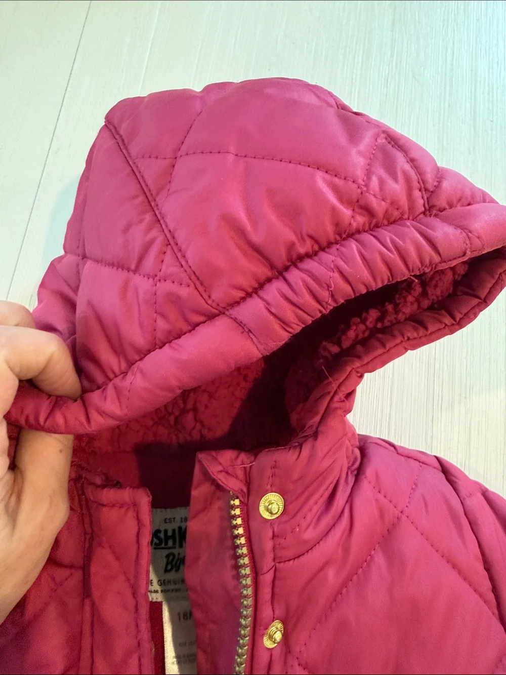Toddler Quilted Hooded Jacket - Raspberry NEVER WORN